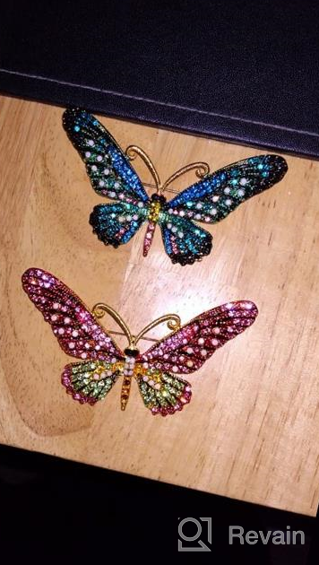 img 1 attached to RINHOO FRIENDSHIP Vintage Butterfly Rhinestone Crystal Brooch Pin, Cute Animal Shape Corsage Scarf Clip for Women and Girls, Antique Style Brooches review by Yadira Santiago