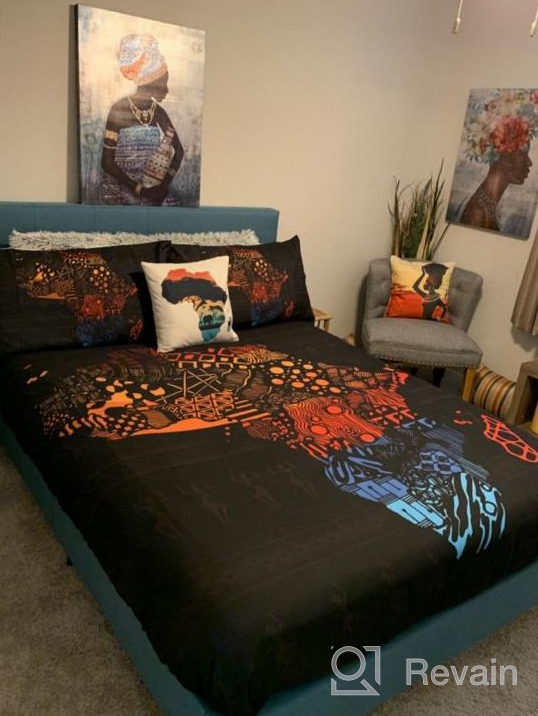 img 1 attached to Queen Size African Woman Bedding Set - Ethnic Afro Decor Duvet Covers & Comforter With Ancient Desert Print Bedspread review by William Nunes