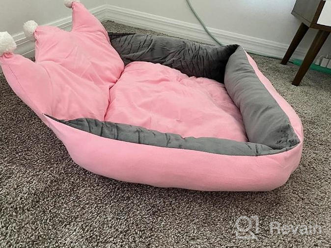 img 1 attached to Plush Self-Warming Pet Sofa Bed For Dogs And Cats With Crown Design In Pink review by Norlan Pippinmd