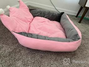 img 6 attached to Plush Self-Warming Pet Sofa Bed For Dogs And Cats With Crown Design In Pink