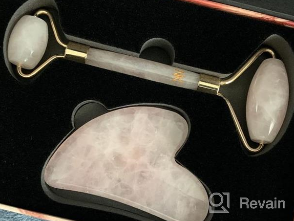 img 1 attached to 💎 KARIZMA Jade Roller and Gua Sha Massage Tool Set - Premium Rose Quartz Jade Stone Face Roller and Gua Sha Set with Authentic Crystals! Luxury Gift Boxed Facial and Eye Roller, Skin Scraper Guasha Tool For Face review by Jeremy Keller