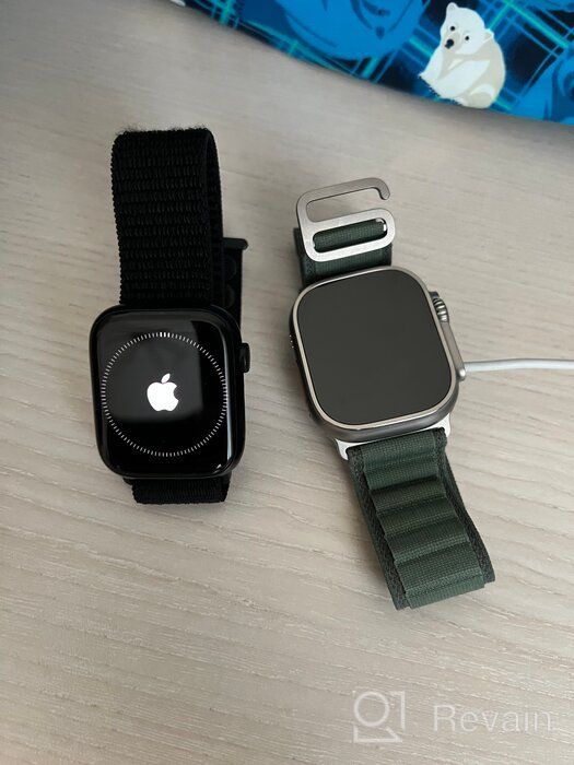 img 1 attached to Apple Watch Ultra 49mm Titanium Case Cellular Smart Watch, Titanium/Blue-gray Trail Loop review by Czesawa Matuszewska ᠌
