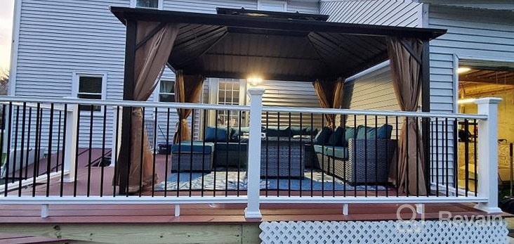 img 1 attached to Outdoor Hardtop Gazebo With Privacy Curtains And Mosquito Netting - 11' X 13' Spruce Wood Design For Patios, Gardens, And Backyards - YOLENY review by Terrell Ciula