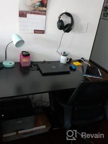 img 6 attached to Компьютерный стол Foxemart, 47-дюймовый письменный стол для домашнего офиса, современный простой стол для ноутбука с сумкой / ящиком для хранения, черный и эспрессо