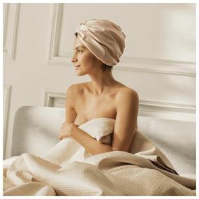 img 3 attached to Silk sleep turban (hair turban) Beauty Sleep, peach color. 100% natural Mulberry silk. For smooth and shiny hair