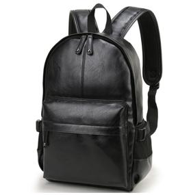 img 4 attached to Backpack VINTAGE BAGS (Business model, Black) leather men's women's travel backpack for a laptop sports urban for teenagers