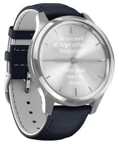 img 3 attached to Garmin Vivomove Luxe Leather Watch, Dark Blue/Silver
