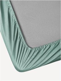 img 3 attached to 🔳 ARUA Fitted Sheet 140x200 Grey/Green - Premium Percale Quality