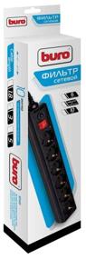 img 1 attached to Buro 600SH-3-B Surge Protector, 6 Outlet Power Strip, 3m Extension Cord, Safety Overload Protection, 10A / 2200W Rating