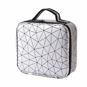 img 4 attached to HOYOFO Travel Makeup Case With Adjustable Dividers Makeup Cosmetic Case Organizer For Women Small Makeup Train Case Artist Storage Bag With Brush Holder,Silver