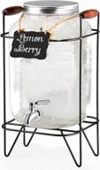 stylish and durable 2 gallon glass beverage dispenser with stainless steel spigot and hanging chalkboard - perfect for outdoor gatherings logo