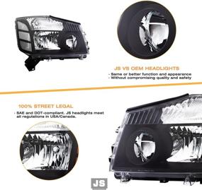 img 1 attached to JSBOYAT Headlight Assembly Compatible With Titan 2004-2015 / 05-07 Armada OEM Replacement Headlamp Passenger Driver Side Amber Reflector (Black Housing With Clear Reflector)