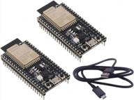 pack of 2 rcmall esp32-s2-saola-1r dev kits - high-performance espressif development boards with wi-fi mcu esp32-s2 wrover, 4mb flash and 2mb psram, and micro usb cable for seamless connectivity logo