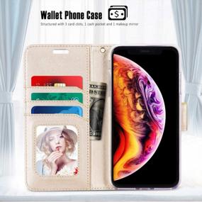 img 1 attached to Toplive Navy Wallet Case With Makeup Mirror And Hand Strap For IPhone XR 2018 (6.1") - Premium PU Leather Protection