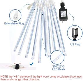 img 1 attached to 2-Pack Extendable Meteor Shower Christmas Lights: 16 🌠 Tubes, 384 LEDs for Outdoor Decorations - Warm White