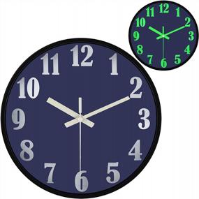 img 4 attached to VECELO 12-Inch Night Light Wall Clock With Silent Non-Ticking Glowing Function – Perfect For Home, Kitchen, And Bedroom Décor In Night Blue