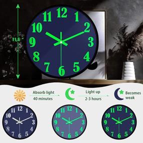 img 1 attached to VECELO 12-Inch Night Light Wall Clock With Silent Non-Ticking Glowing Function – Perfect For Home, Kitchen, And Bedroom Décor In Night Blue