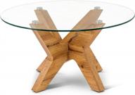 ivinta 31,5-дюймовый стеклянный журнальный столик с рамой из натурального дерева - идеально подходит для дома, офиса и кафе! логотип