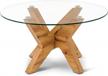 ivinta 31.5-inch glass coffee table with natural wood frame - perfect for home, office, and cafe spaces! logo