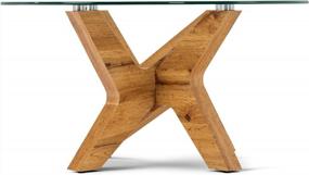 img 3 attached to Ivinta 31.5-Inch Glass Coffee Table With Natural Wood Frame - Perfect For Home, Office, And Cafe Spaces!
