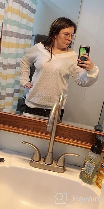 img 1 attached to Warm Up In Style: Tobrief Women'S Off-Shoulder Waffle Knit Pullover Sweater review by Tim Purdie