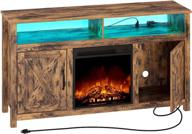 rustic brown fireplace tv stand with led lights and power outlets - the perfect media entertainment center console table for your home logo