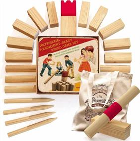 img 4 attached to AGreatLife Kubb Yard Game Set Made Of Rubberwood Viking Chess Pieces - Comes With 2 Extra Pieces And An Extra Large Carrying Bag - Great For Backyard And Camping Games, Family Reunions And Tournaments