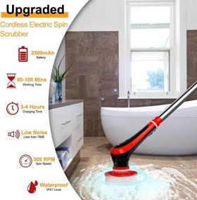 img 2 attached to 🧽 Efficient Cleaning Companion: Bihhoo Electric Spin Scrubber with Adjustable Long Handle and 6 Replaceable Brushes for Bathroom, Kitchen, and Windows