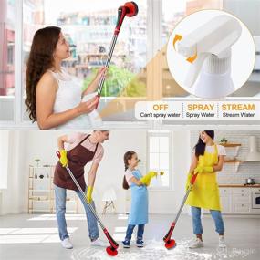 img 1 attached to 🧽 Efficient Cleaning Companion: Bihhoo Electric Spin Scrubber with Adjustable Long Handle and 6 Replaceable Brushes for Bathroom, Kitchen, and Windows