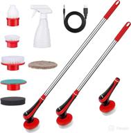 🧽 efficient cleaning companion: bihhoo electric spin scrubber with adjustable long handle and 6 replaceable brushes for bathroom, kitchen, and windows logo