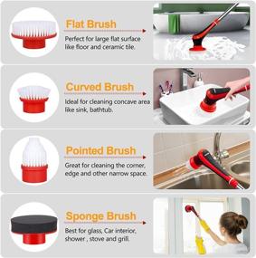 img 3 attached to 🧽 Efficient Cleaning Companion: Bihhoo Electric Spin Scrubber with Adjustable Long Handle and 6 Replaceable Brushes for Bathroom, Kitchen, and Windows