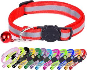 img 4 attached to 🐱 Reflective Breakaway Cat Collar Set of 12 with Bell - Adjustable Soft Nylon Collars for Cats, Solid & Safe Pet Collars - Puppy Collars for Small Puppies & Kittens (12 Pack)