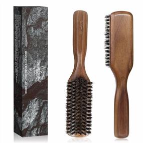 img 4 attached to Men'S Boar Bristle Hair Brush For Detangling & Styling - Pure Wild Boar Bristles From BFWood.