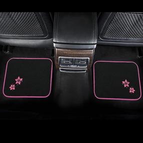 img 1 attached to 🦋 August Auto Universal Fit Pink Butterfly & Flower Carpet Car Floor Mats - Set of 4 with Heel Pad