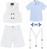 stylish boys' tuxedos with suspender outfit for ring bearer - plaid and striped formal suit set for weddings and formal events - slim fit kids' suit logo