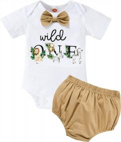img 4 attached to Giraffe-Themed Infant Boy'S Birthday Romper - Perfect For Wild One Themed Cake Smash Parties, Ideal For Baby Gentleman Outfit
