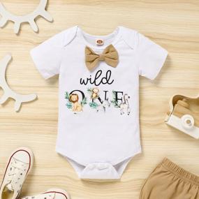 img 3 attached to Giraffe-Themed Infant Boy'S Birthday Romper - Perfect For Wild One Themed Cake Smash Parties, Ideal For Baby Gentleman Outfit