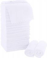 moonqueen coral velvet washcloths - ultra soft 24-pack, 12"x12" highly absorbent, quick-drying bathroom towels - ideal for bath, spa, facial, and fingertip use (white) logo