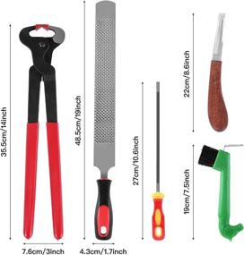 img 1 attached to 🐎 Professional Farrier Tool Set - 5 Pcs, Including 14-Inch Hoof Nipper, Hoof Knife, Hoof Rasp, Hoof Pick with Brush, Knife Sharpening Rod - Ideal Hoof Trimming and Care Kit for Horses, Cattle, Sheep, and Donkeys