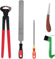 🐎 professional farrier tool set - 5 pcs, including 14-inch hoof nipper, hoof knife, hoof rasp, hoof pick with brush, knife sharpening rod - ideal hoof trimming and care kit for horses, cattle, sheep, and donkeys логотип