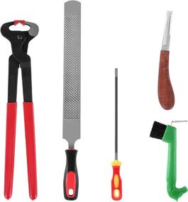 img 4 attached to 🐎 Professional Farrier Tool Set - 5 Pcs, Including 14-Inch Hoof Nipper, Hoof Knife, Hoof Rasp, Hoof Pick with Brush, Knife Sharpening Rod - Ideal Hoof Trimming and Care Kit for Horses, Cattle, Sheep, and Donkeys