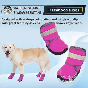 img 3 attached to 🐾 AOFITEE Waterproof Dog Boots for Large Dogs - Adjustable Pet Rain Booties with Anti-Slip Sole, Reflective Straps, and Paw Protectors - Ideal for Medium to Large Sized Dogs in Outdoor Activities