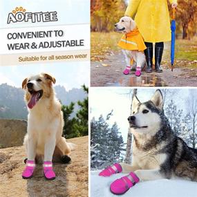 img 1 attached to 🐾 AOFITEE Waterproof Dog Boots for Large Dogs - Adjustable Pet Rain Booties with Anti-Slip Sole, Reflective Straps, and Paw Protectors - Ideal for Medium to Large Sized Dogs in Outdoor Activities