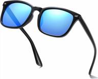 polarized square sunglasses for men & women with 100% uv 400 protection - classic, trendy and stylish! logo