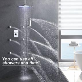 img 3 attached to 12 Inch Ceiling Mount Full Body Shower System With Thermostatic Faucet, Body Jets And LED Rain Shower - Use All Showerheads Simultaneously - Chrome Finish