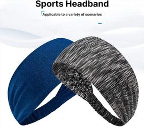 img 3 attached to Unisex Sweatband & Sports Headband For Running, Hiking, Yoga, Basketball And Athletic Workouts - Moisture Wicking Hair Bands With Stretchy Elastic Fit For Women Men Of All Head Sizes