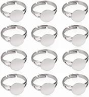 lanbeide 40 pcs blank rings- silver plated adjustable flat 12mm ring base blank jewelry findings logo