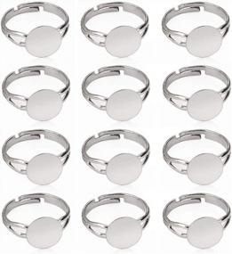 img 3 attached to LANBEIDE 40 PCS Blank Rings- Silver Plated Adjustable Flat 12Mm Ring Base Blank Jewelry Findings