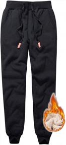 img 4 attached to Jenkoon Womens Warm Fleece Sherpa Lined Sweatpants Drawstring Athletic Jogger Pant Trousers