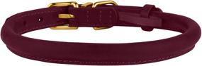 img 2 attached to 🐶 Durable Rolled Leather Dog Collar in Burgundy Mustard Dark Blue Light Brown - Perfect for Small Medium Large Dogs and Cats